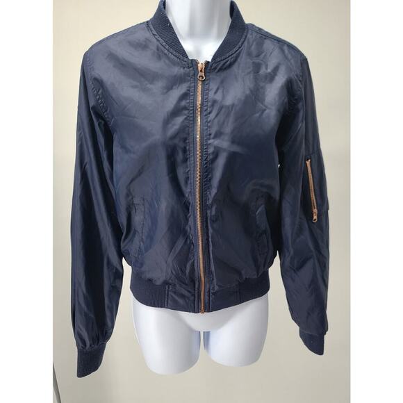 ACTIVE USA women's navy blue bomber jacket Size medium military - Picture 2 of 9